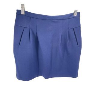 Forever 21 Womens Pleated Skirt Pencil Straight Mini Pocket Stretch Blue Small